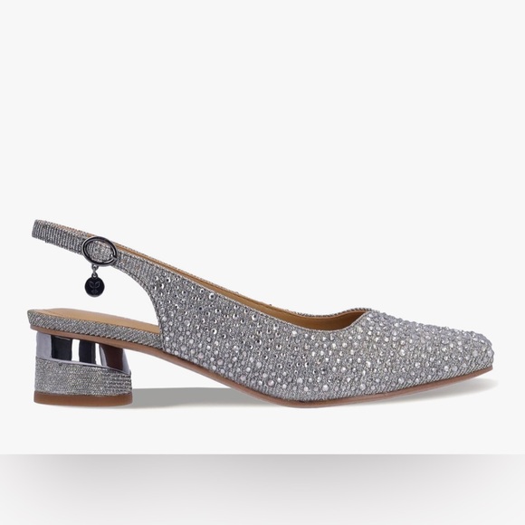 J. Renee Baline Embellished Silver Heels Size 8.5 NWT - Picture 1 of 15